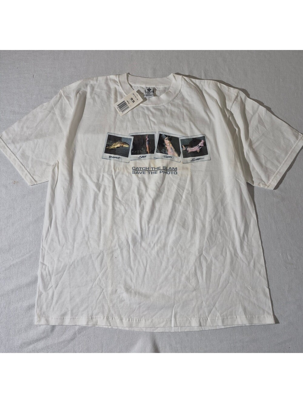 Vintage 90s/00s Columbia XXL/2XL fishing white graphic T-shirt